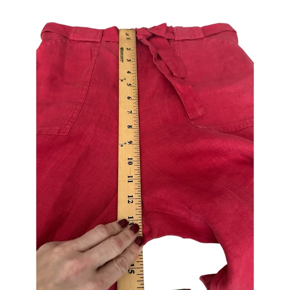 Bryn Walker 100% Linen Wide Leg Pants Medium Beige Red USA Elastic Waist #J7-5 - Picture 9 of 11